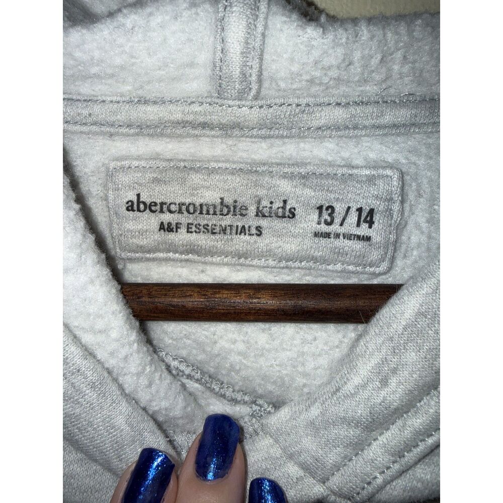 Abercrombie Kids Essentials Heather Gray Pullover Hoodie Sweatshirt Size 13/14 - Picture 6 of 8